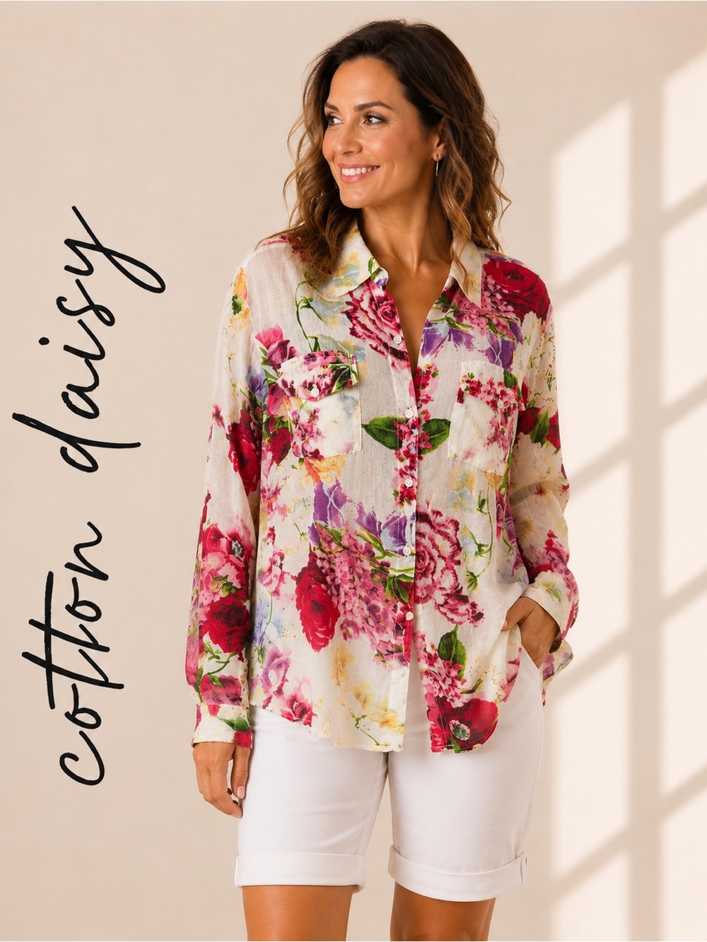 🌸Cotton Daisy Floral Button Down Shirt | Size Large